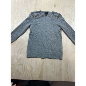 J Crew Jeweled-Shoulder Sweater Gray Size XS With Cashmere And Wool Pullover EUC